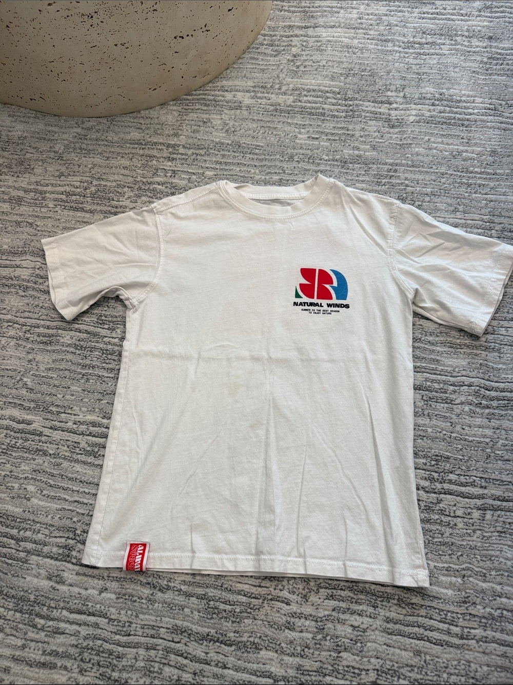 Zara White Short-Sleeve Tee with Red & Blue Logo